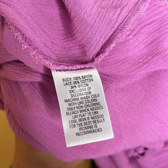 gnw Magenta Boho Hippie Lace Embroidery Blouse Top Shirt Size Large - Picture 7 of 7